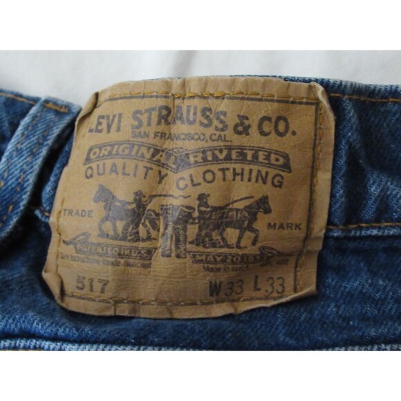 Vtg 90s Levis 517 Jeans Mens 32/33x33 Bootcut Orange Tab MADE IN USA Distressed - Picture 5 of 11